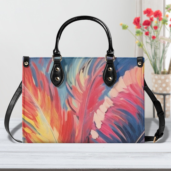 Women PU leather Handbag tote unique beautiful Art deco design abstract art purse  Large Tote would be Perfect for Vacation Beach Travel.jpg