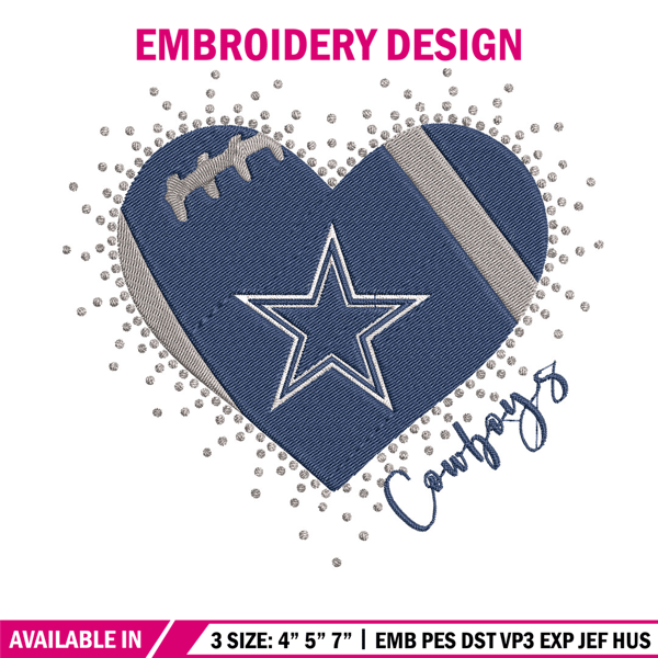 Dallas Cowboys Heart embroidery design, Dallas Cowboys embroidery, NFL embroidery, sport embroidery, embroidery design. 1.jpg