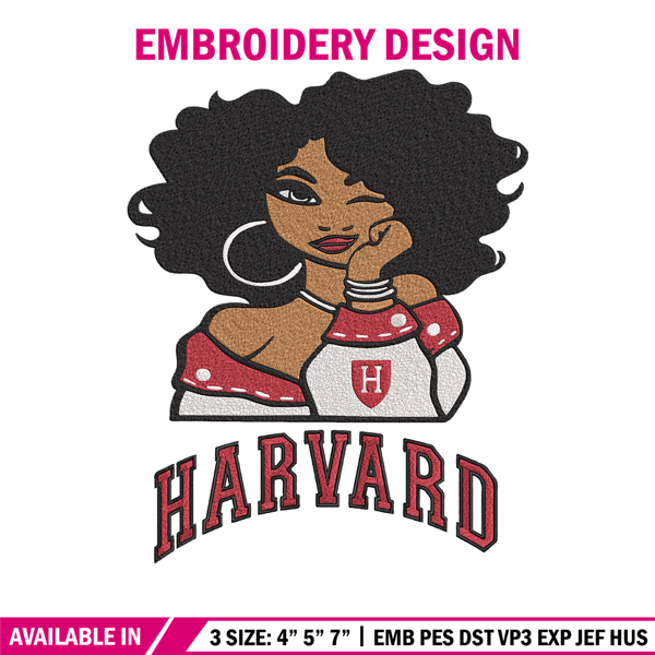 Harvard University girl embroidery design, NCAA embroidery, Embroidery design, Logo sport embroidery,Sport embroidery.jpg