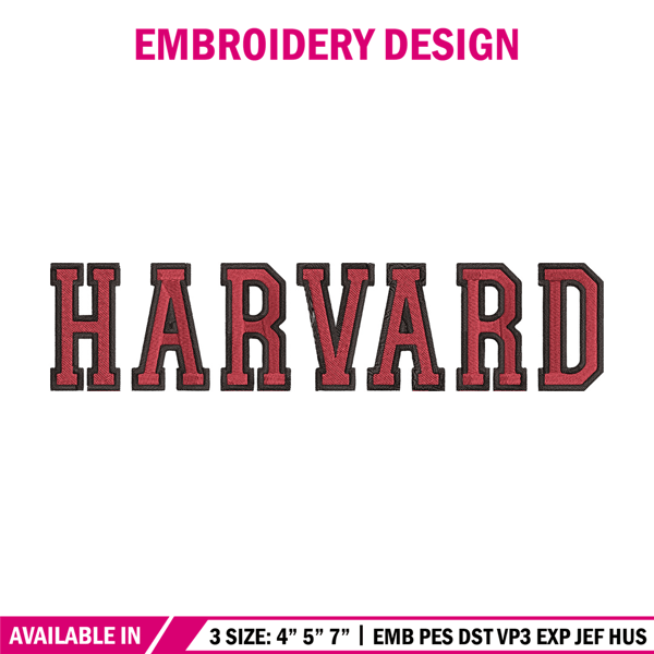 Harvard University logo embroidery design, Sport embroidery, logo sport embroidery, Embroidery design,NCAA embroidery.jpg