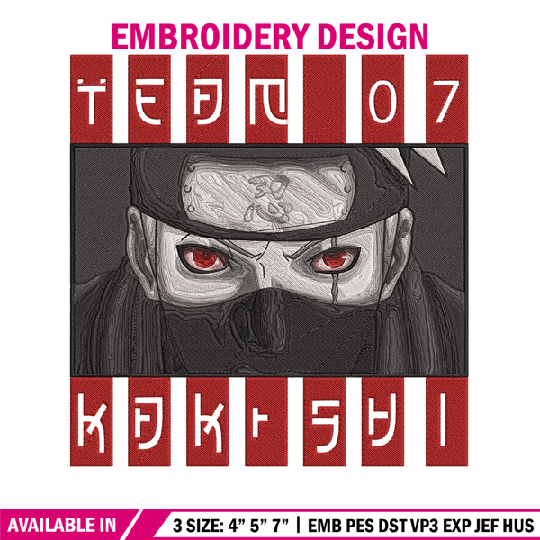 Hatake Kakashi Embroidery Design, Naruto Embroidery, Embroidery File, Anime Embroidery, Anime shirt,Digital download.jpg