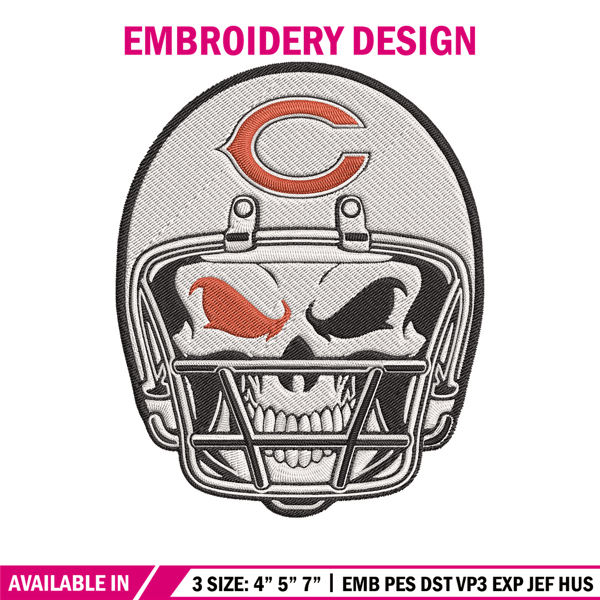 Skull Helmet Chicago Bears embroidery design, Bears embroidery, NFL embroidery, sport embroidery, embroidery design..jpg