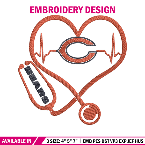 Stethoscope Chicago Bears embroidery design, Bears embroidery, NFL embroidery, sport embroidery, embroidery design..jpg