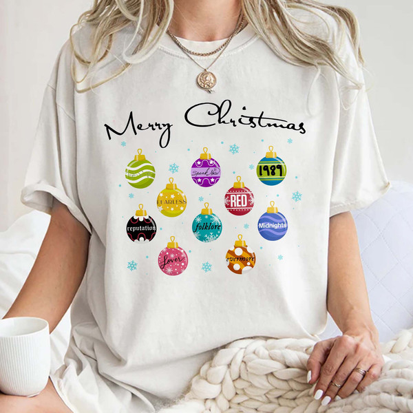 Merry Christmas Shirt, Cute Famous Christmas Ball Shirt, Eras Tour Merch, TS Movie Tour Concert Eras Unisex T Shirt Sweatshirt Hoodie.jpg