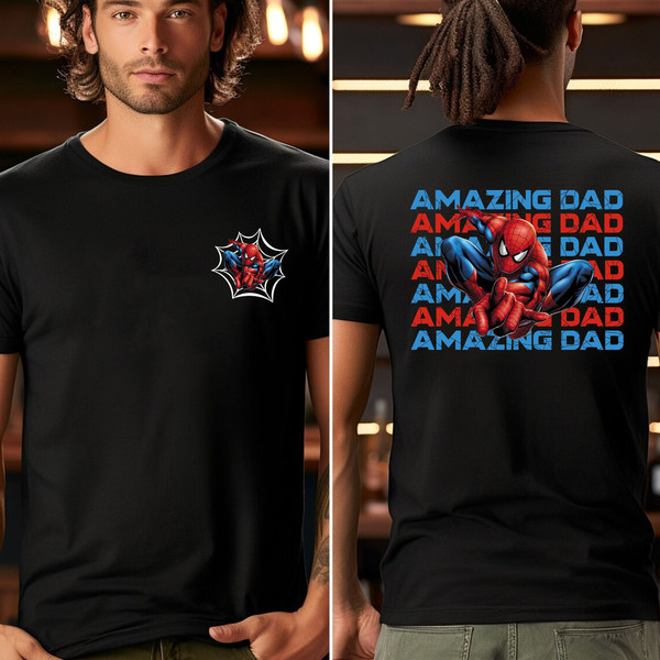 Double Sided Amazing Dad Shirt, Family Spider Shirt, Spider Dad Shirt, Marvel Family Shirt, Gift For Dad, Father's Day Spiderman Family Tee.jpg