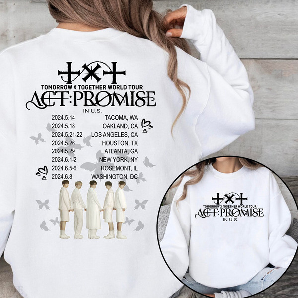 Double Sided TXT Act Promise Tour Shirt, Txt Tour In US Shirt, TomorrowxTogether World Tour Sweatshirt, Kpop TXT Members Shirt, Txt Moa Tee 1.jpg