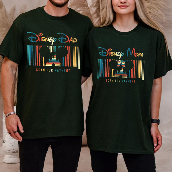 Retro Disney Dad Shirt, Disney Mom Shirt, Scan For Payment Shirt, Disney Family Trip Shirt, Disney Vacation Tee, Family Matching Shirt.jpg