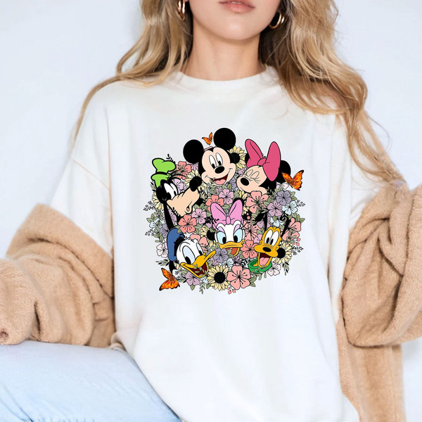 Vintage Floral Mickey and Friends Shirt, Epcot Flower And Garden Festival Shirt, Disneyland Girl Trip Shirt, Epcot Family Vacation Tee.jpg
