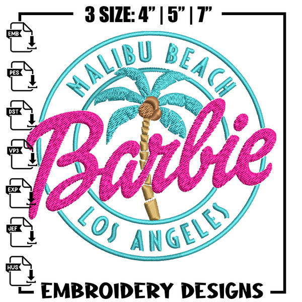 Malibu Beach Barbie Los Angeles Embroidery design, Barbie Embroidery, Embroidery File, logo design, Digital download..jpg