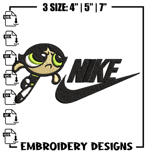 Buttercup Nike Embroidery design, Powerpuff Girls cartoon Embroidery, Nike design, Embroidery file, Instant download..jpg