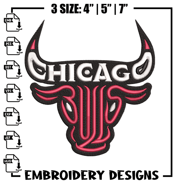 Chicago Bulls mascot embroidery design, NBA embroidery, Sport embroidery, Embroidery design, Logo sport embroidery.jpg