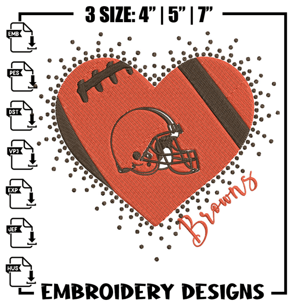 Cleveland Browns Heart embroidery design, Browns embroidery, NFL embroidery, sport embroidery, embroidery design..jpg