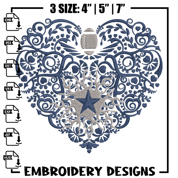 Dallas Cowboys Heart embroidery design, Dallas Cowboys embroidery, NFL embroidery, sport embroidery, embroidery design.jpg