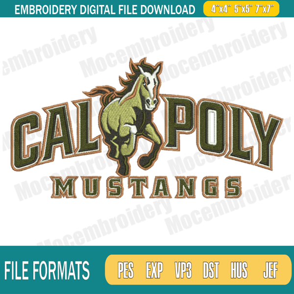 Cal Poly Mustangs Embroidery Designs, NCAA Embroidery Design File Instant Download.png