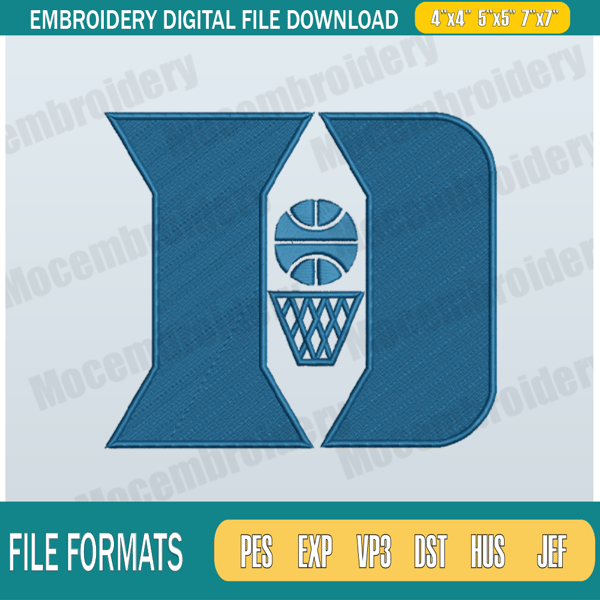 Duke Blue Devils Embroidery Designs, NCAA Logo Embroidery Files, Machine Embroidery Pattern, Digital Download.png