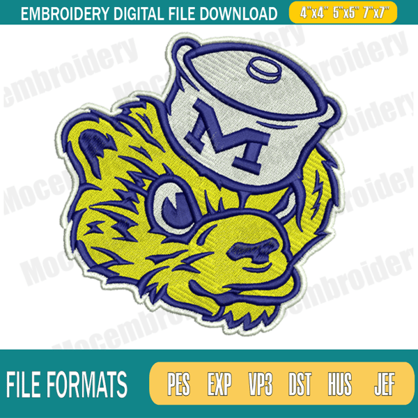 Michigan Wolverines Mascot Embroidery Designs, NCAA Embroidery Design File Instant Download.png