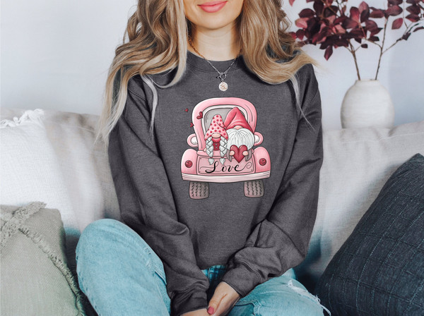 Love Valentine Gnome Valentine, Valentine Gnome Buffalo Plaid Sweatshirt, Valentines Day, Valentines Day Sweatshirt, Valentines Day Gift.jpg