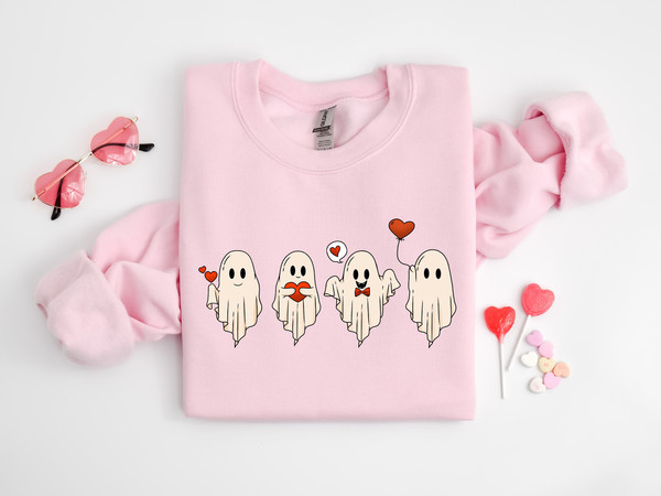 Valentine Sweatshirt, Valentines Day Sweatshirt, Valentines Ghost Sweatshirt, Cute Ghost Sweater, Valentines Gift, Spooky Valentine Crewneck.jpg