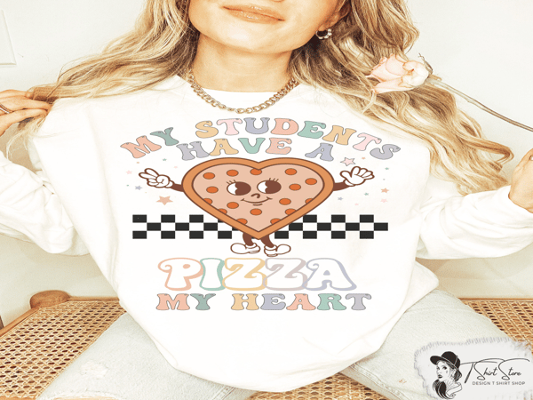 Comfort Colors® My Students Have a Pizza my Heart Sweatshirt, Comfort Colors Teacher Valentine's Day Sweatshirt, Retro Valentine Crewneck 2.jpg