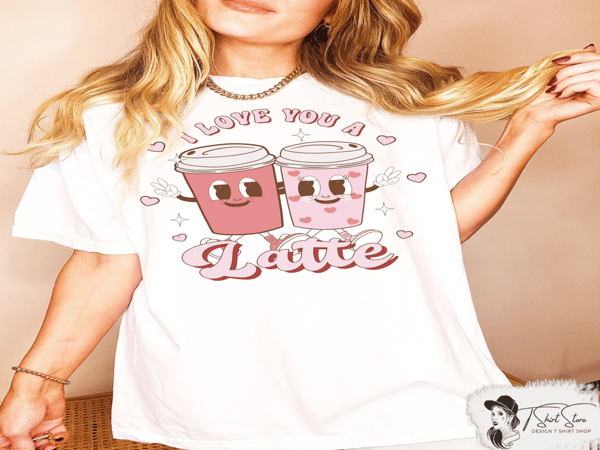 Comfort Colors® Retro I Love You a Latte Coffee Graphic Tee, Comfort Colors Valentine's Day Graphic Tee, Coffee Valentine's Day Graphic Tee 4.jpg