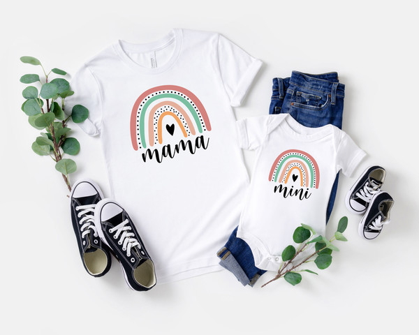 Mama Mini Heart Rainbow Shirt,Mama Mini Rainbow Shirt, Matching Mommy And Me Shirt,Mothers Day Gift,Gift For New Mom,Mom Gift,Gift For Mom.jpg