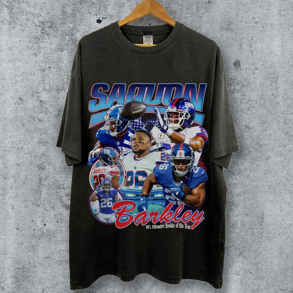 Saquon Barkley Bootleg Shirt, Saquon Barkley, Sweatshirt, Hoodie, Football Shirt, Game Day Shirt, Vintage 90s Shirt, Unisex, 90s Graphic Tee.jpg