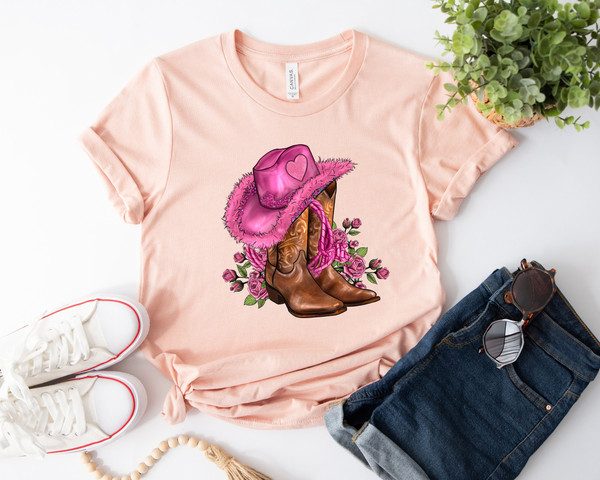 Cowgirl Boot Sweatshirt, Cowgirl Boot, Hat and Roses Sweatshirt, Western Chic Women's Sweatshirt, Gift for Her, Valentine's Day Cowgirl.jpg