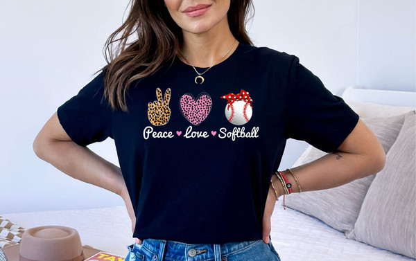 Peace Love Softball Tshirt, Peace Love Softball Mom Leopard Funny Tshirt, Softball Tshirt, Baseball Gift Tee.jpg