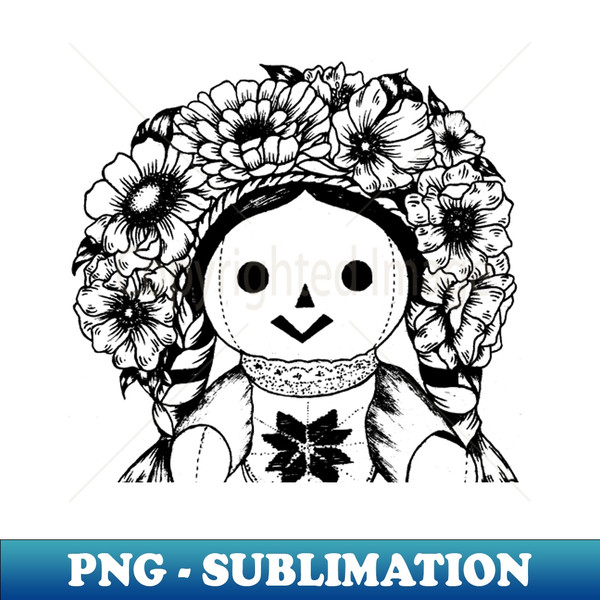Floral Mexican Doll - PNG Transparent Digital Download File for Sublimation