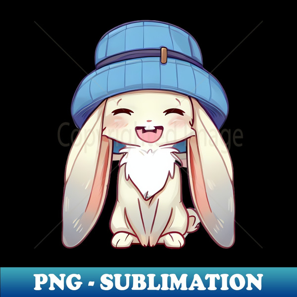 Rabbit Blue Hat- IA - Elegant Sublimation PNG Download - Add a Festive Touch to Every Day