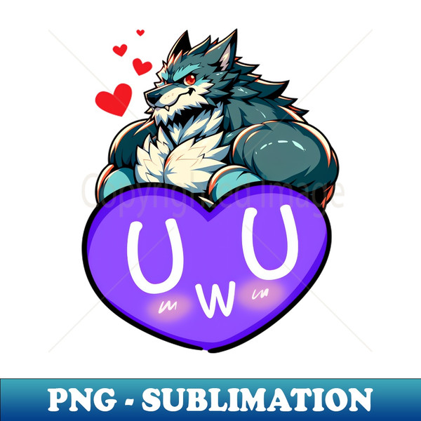 Blushing UwU Furry Anthro Werewolf Heart - High-Resolution PNG Sublimation File - Add a Festive Touch to Every Day