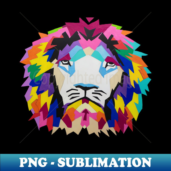 Lion of Many Colors Acrylic Painting on Canvas - PNG Transparent Sublimation Design - Bring Your Designs to Life