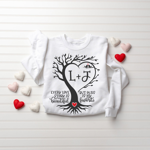 Personalized Valentine Heart Tree  Sweatshirt, Custom Couple Names Shirt,Gift For Couple, Anniversary Gift Shirt, Family Valentine Day shirt.jpg