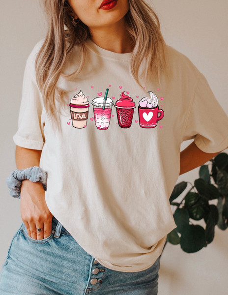 Comfort Colors® Shirt, Valentine Coffee Heart Shirt, Love Shirt, Cute Valentine Gift, Love With Heart, Funny Valentine, Girlfriend Gifts.jpg