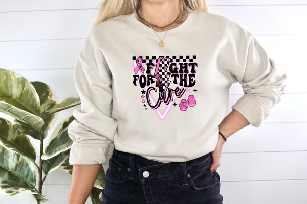 Fight For The Cure Shirt, Breast Cancer Awareness Shirt, Fight Cancer Shirt, Cancer Family Support, Pink Ribbon Shirt, Pink Day Sweatshirt.jpg