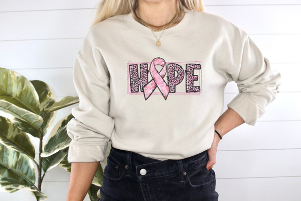 Hope Shirt, Cancer Awareness, Leopard Pink Day Shirt, Cancer Family Support, Pink Ribbon Shirt, Cancer Fighter Shirt, Pink Day Sweatshirt.jpg