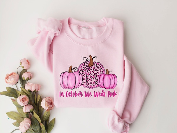 In October We Wear Pink Shirt, Pink Day Leopard Pumpkin Shirt, Cancer Awareness, Pink Ribbon Shirt, Cancer Fighter Shirt,Pink Day Sweatshirt.jpg