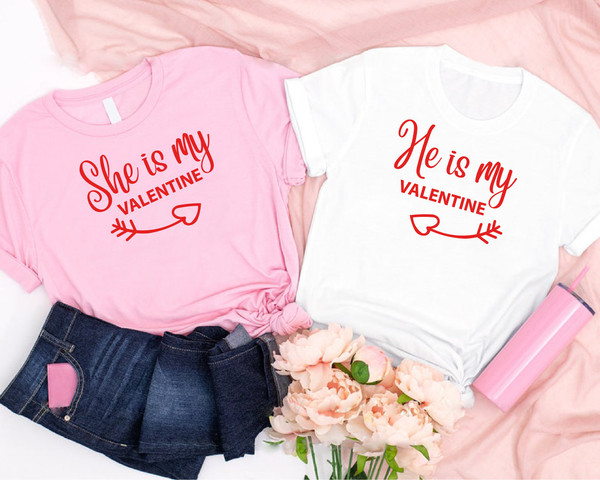 She is My Valentine Shirt,He is My Valentine Shirt,Couple Valentines Day Shirt,Gift For Couples,Couple Matching Tshirt,Honeymoon T-Shirts.jpg