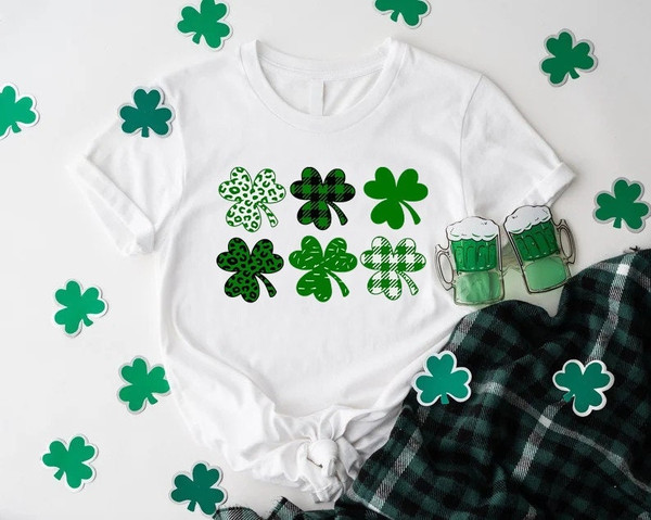Four Leaf Clover Shirt, Leopard St Patricks Day Shirt, Shamrock Lucky Tshirt, Irish Gifts for Women, Leopard Clover Shirt,Lucky Womens Shirt.jpg