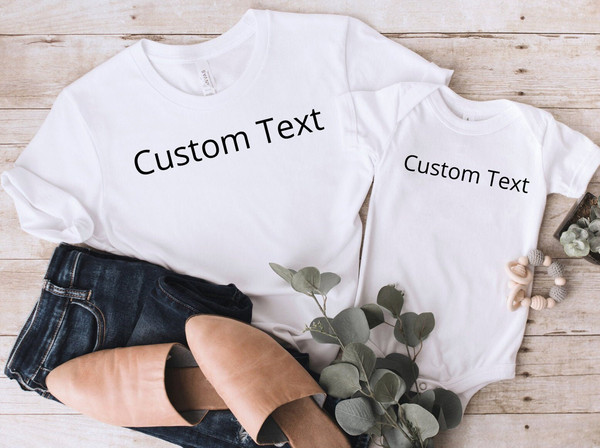 Mom And Baby Shirts, Custom Text Mom And Baby Matching T-Shirt, Custom Baby One piece Shirt, Baby Bodysuit, Mother Toddler Matching Shirt.jpg