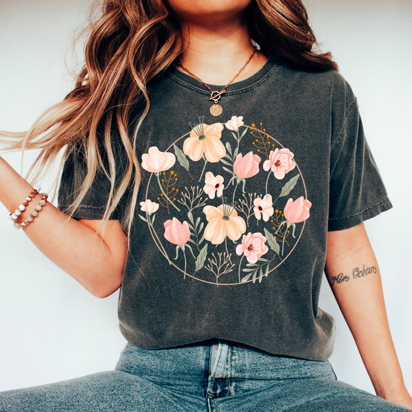 Comfort Colors® Wildflower Tshirt, Flower Shirt, Gift for Women, Ladies Shirts, Flowers Lover Shirt, Wild Flowers Shirt, Floral Tshirt.jpg