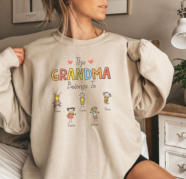 Personalize Grandma Gift Sweatshirt, Custom Grandma Grandchildren Gift, Nana Sweater, Gift for Grandmother, Mothers Day Gift, Cute Mom Shirt.jpg