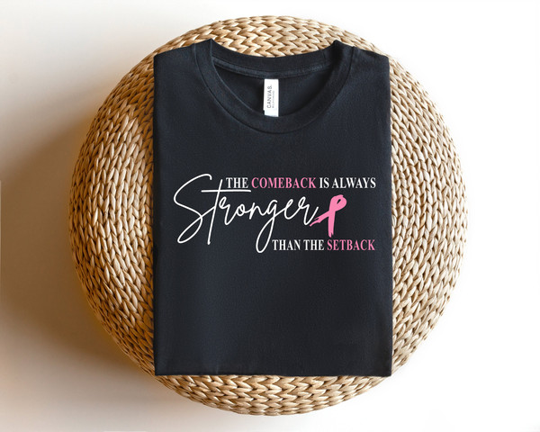 The Comeback Is Always Stronger Than The Setback Shirt, Fight Cancer Shirt, Cancer Awareness Shirt, Pink Ribbon Shirt, Pink Day Sweatshirt.jpg