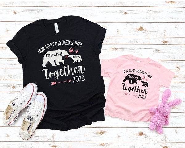 Personalized Our First Mothers Day Shirt, Mommy and me Bear Matching Shirt, New Mom Mothers Day Gift, Mother And Baby First Mothers Day.jpg