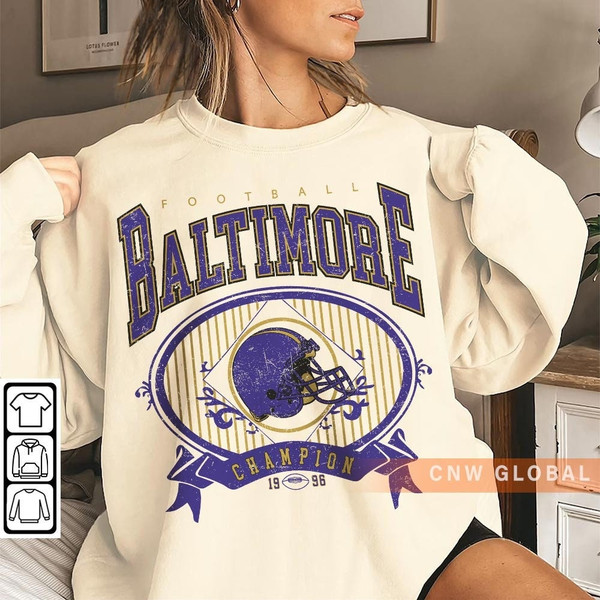 Baltimore Football Sweatshirt, Lamar Jackson Shirt Retro Crewneck, Ravens Vintage 90s Graphic Tee Gift For Fan L114P.jpg