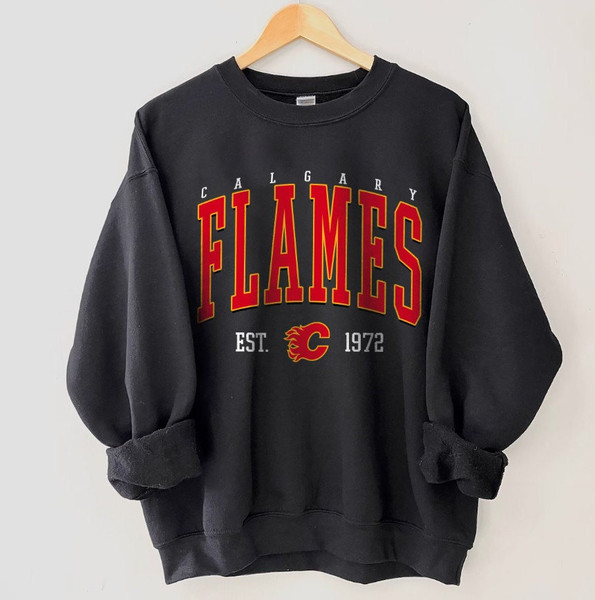 Calgary Hockey Crewneck, Vintage Style Calgary Hockey Sweatshirt, Calgary Flames Sweatshirt, Calgary College Sweatshirt, Hockey Fan Gifts.jpg