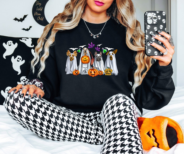 Halloween Dogs Shirt, Cute Ghost Dog Shirt, Trick Or Treat Shirt, Halloween Shirt, Spooky Shirt, Happy Halloween Shirt, Halloween Sweatshirt.jpg