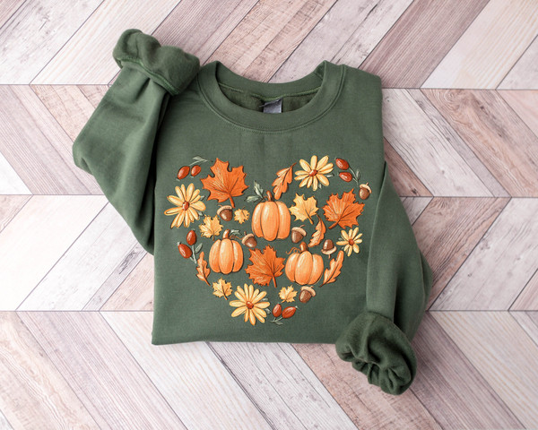 Fall Autumn Sweatshirt, Autumn Leaves Hart Hoodie, Fall Heart Thanksgiving Hoodie, Thanksgiving Gift, Fall Gift for Women.jpg
