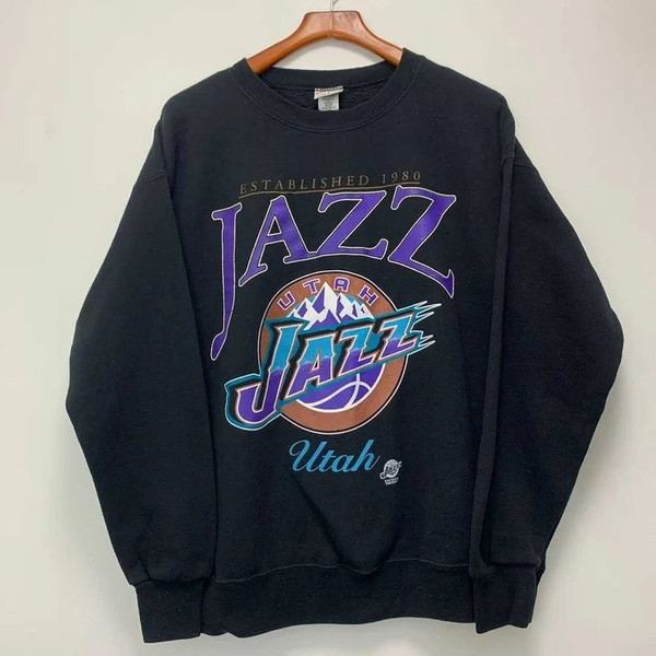 Vintage NBA Jazz Basketball Sweatshirt T-Shirt, Utah Basketball Sweatshirt, NBA All Star Tee, Basketball Tee, Unisex Tshirt Crewneck Hoodie 1.jpg