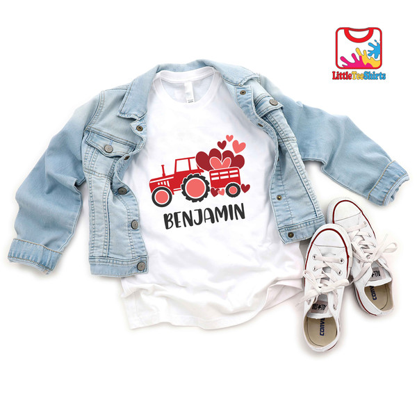 Personalized Valentines Boys Shirt,Personalized Tractor Toddler Boy Shirt,Boys Custom Name Shirt,Boys Valentine's Day Gift.jpg